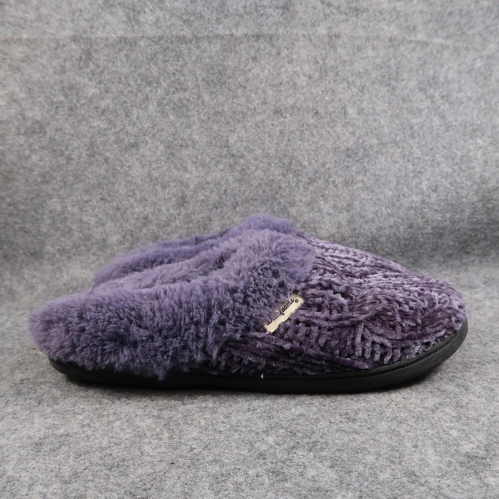 Dearfoams Shoes Womens 9 10 Slippers Mule Clog Slip On Fuzzy Soft Comfort Purple